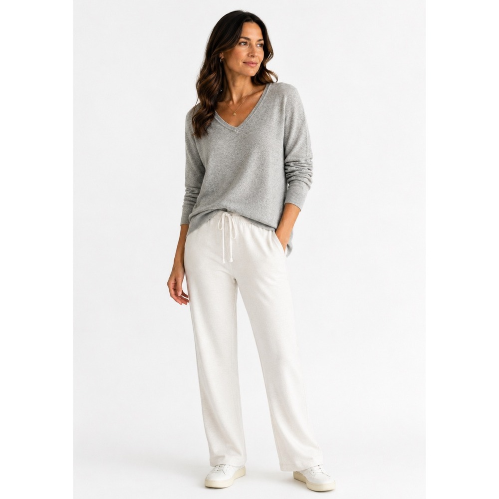 Charter Club Womens Gray 100% Cashmere V-Neck Sweater 2-Ply Knit XL Heathered